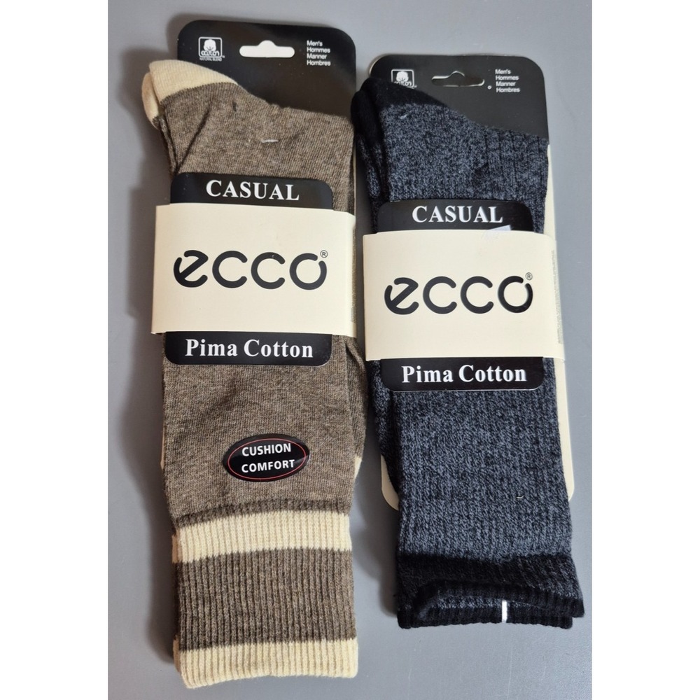 Ecco Mens Dress Socks 2 Pair Black Brown Size 10 - 13 NEW